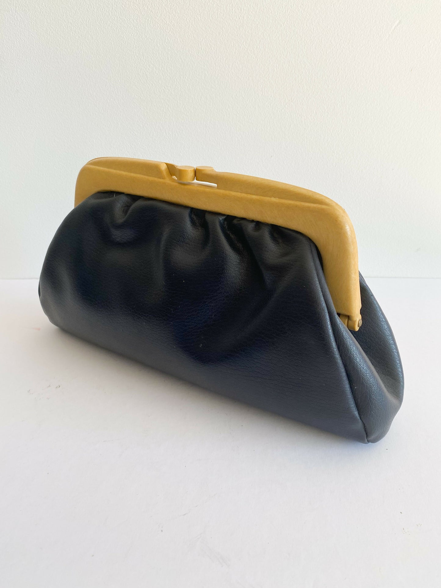 Lanza Navy Faux Leather Clutch