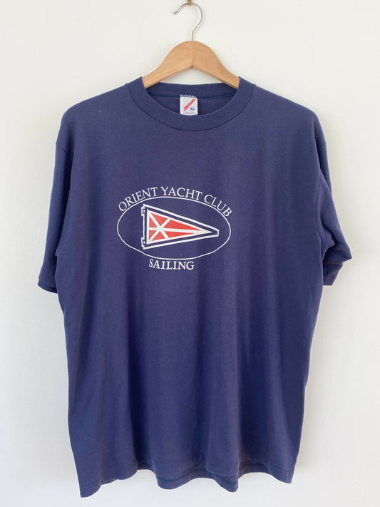 Men's Size XL Vintage Orient Yacht Club Navy Cotton-Blend T-Shirt