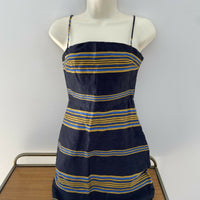 Third Form Navy And Gold Stripe Parallel Mini Dress Size 2 / 6 - 8