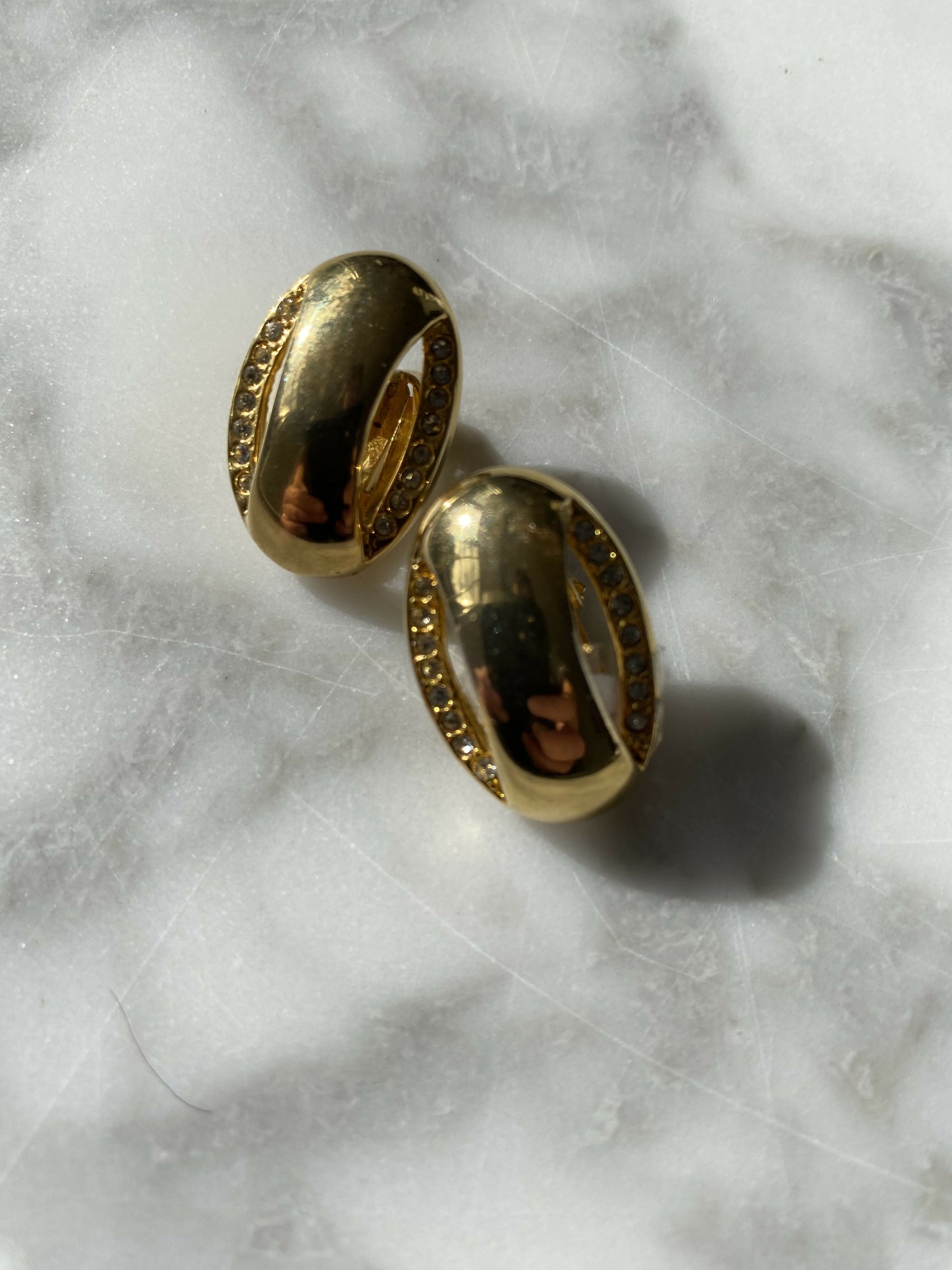 Gold-Tone and Diamante Clip-On Earrings