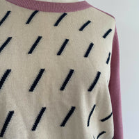 Women's Gorman Size 8 Oatmeal and Navy Sweater