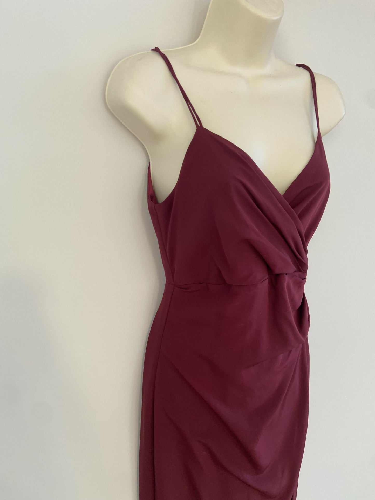 Bardot Size 8 XS Burgundy Red Slip Evening Cocktail Dress With Leg Split