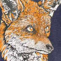 Men's Mia Hawk Apparel Fox Print Size L Navy Cotton-Blend Sweatshirt