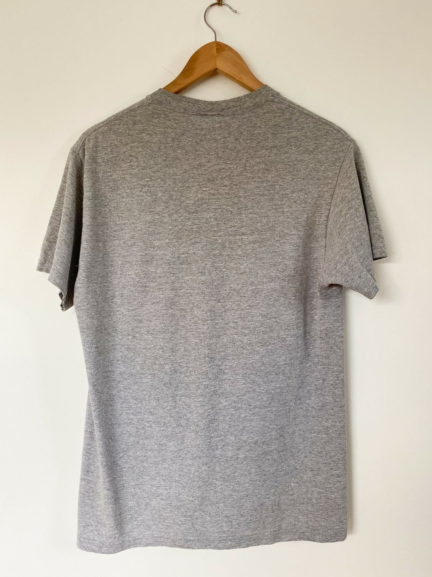 Men's Size M Grey Marle Cotton-Blend Print T-Shirt