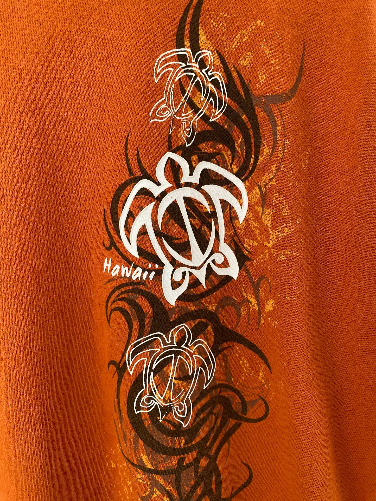 Men's Performance Surfwear Size L Burnt-Orange Cotton Print T-Shirt