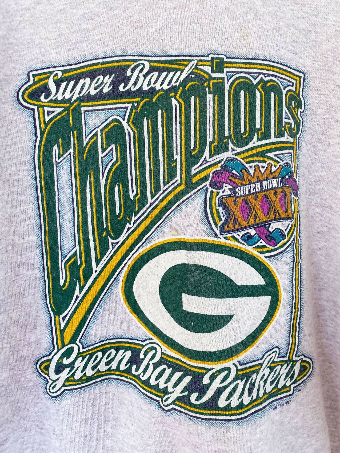 Men's vintage Greenbay Packers Superbowl XXXI Champions Size L Grey Sweatshirt