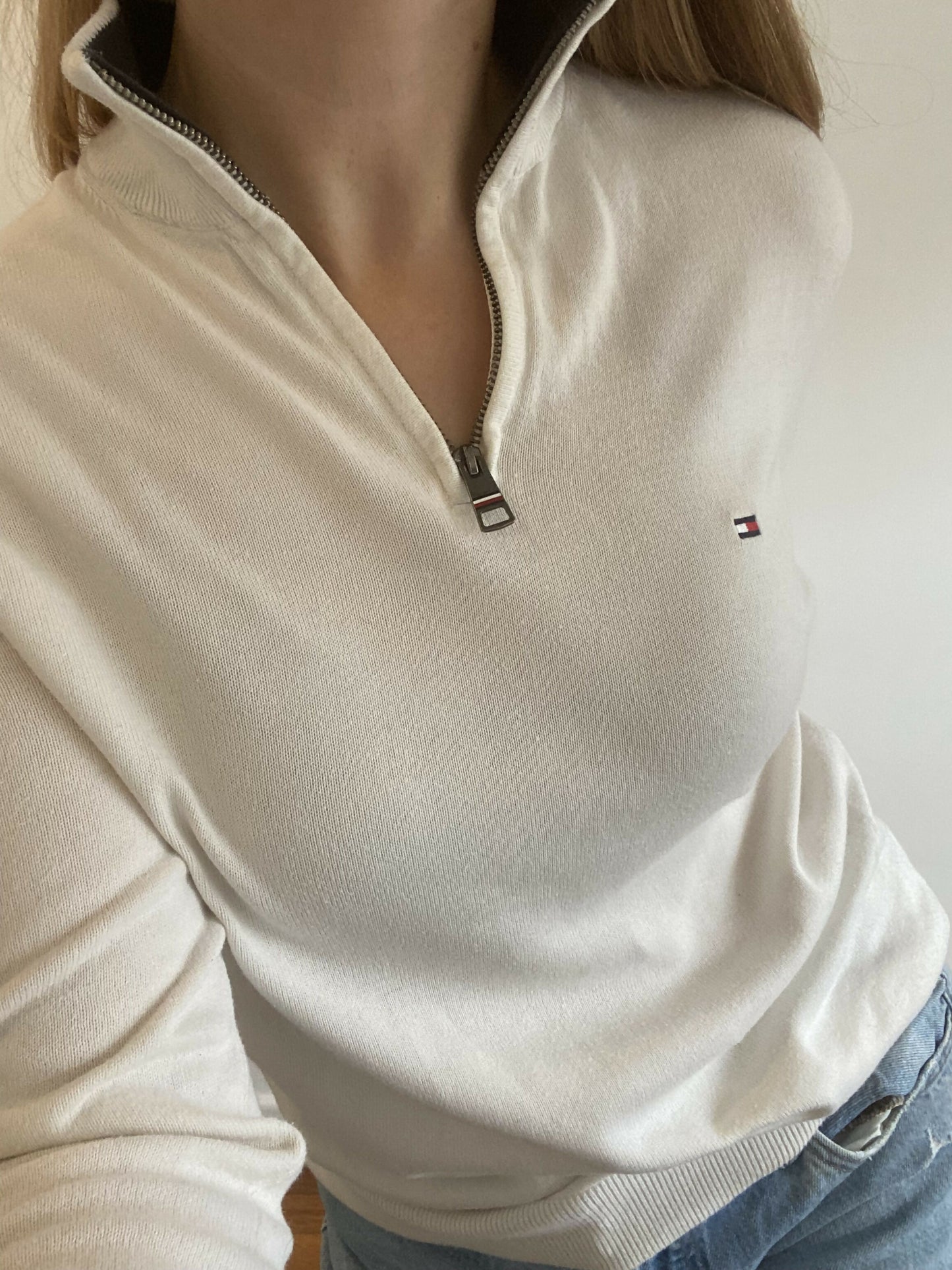 Women's Size XS Tommy Hilfiger White Cotton Pullover