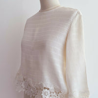 Sandro Paris Size 1 Lace-Trimmed Cream Top