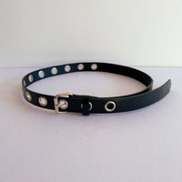 Faux Leather and Silver-Tone Eyelet Belt