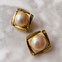 Gold-Tone Faux Pearl and Diamante Clip-On Earrings