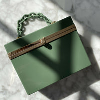 Olive-Green Perspex Box Clutch