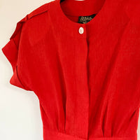 Vintage Stitches Plus Size 8 Buttoned Red Midi Dress