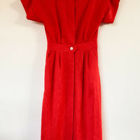 Vintage Stitches Plus Size 8 Buttoned Red Midi Dress