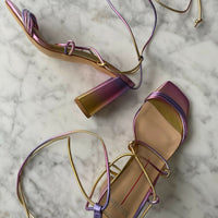 Women's Mollini Maiza Size 39 Rainbow Metallic Leather Heels