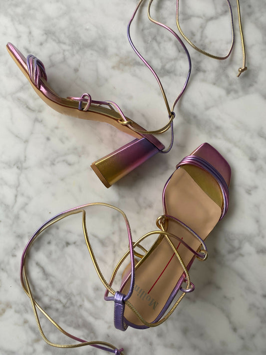 Women's Mollini Maiza Size 39 Rainbow Metallic Leather Heels