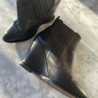 Vero Cuoio Size 39 Black Leather Wedge Ankle Boots