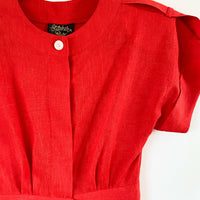 Vintage Stitches Plus Size 8 Buttoned Red Midi Dress