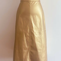 Orange Sherbet Size 8 Gold Faux Leather Pencil Skirt