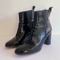 Crosswalk Size 40 Black Patent-Leather Ankle Boots