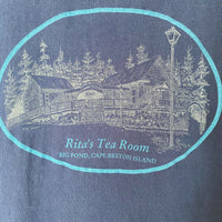 Men's Size L Navy Rita's Tea Room Cotton Print T-Shirt