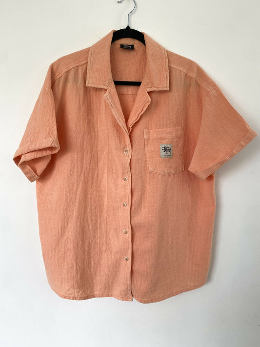 Unisex Stussy Size 10 Orange Cotton Waffel Shirt