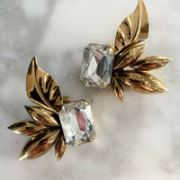 Gold-Tone and Faux Crystal Clip-On Earrings
