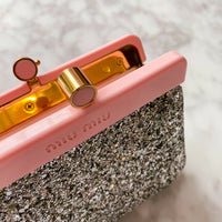 Miu Miu Parfums Perspex and Glittered Fabric Clutch