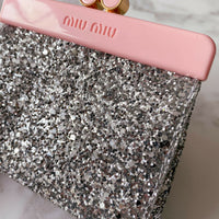 Miu Miu Parfums Perspex and Glittered Fabric Clutch