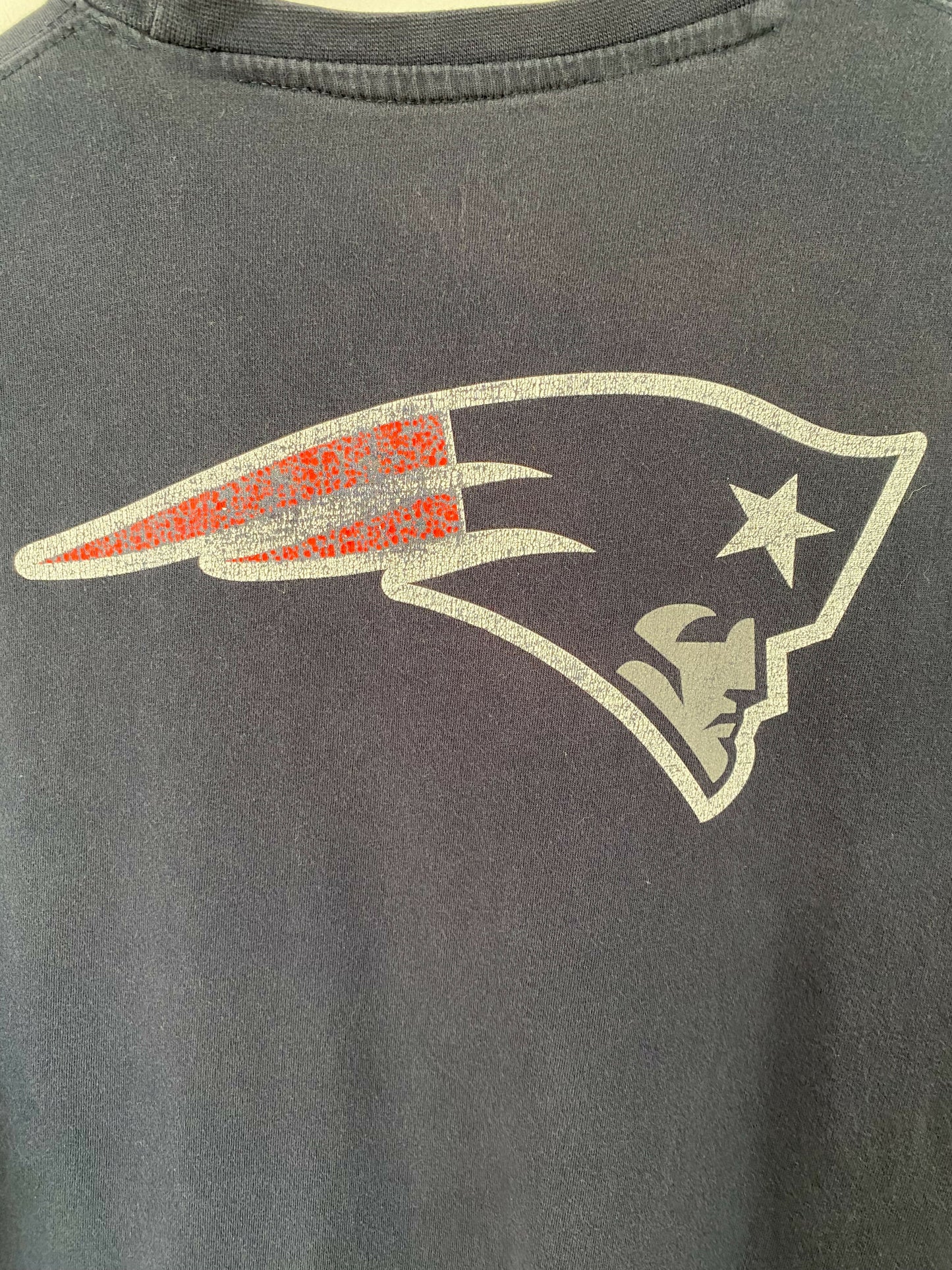 Men's Size L Navy Patriots Football Cotton Print T-Shirt