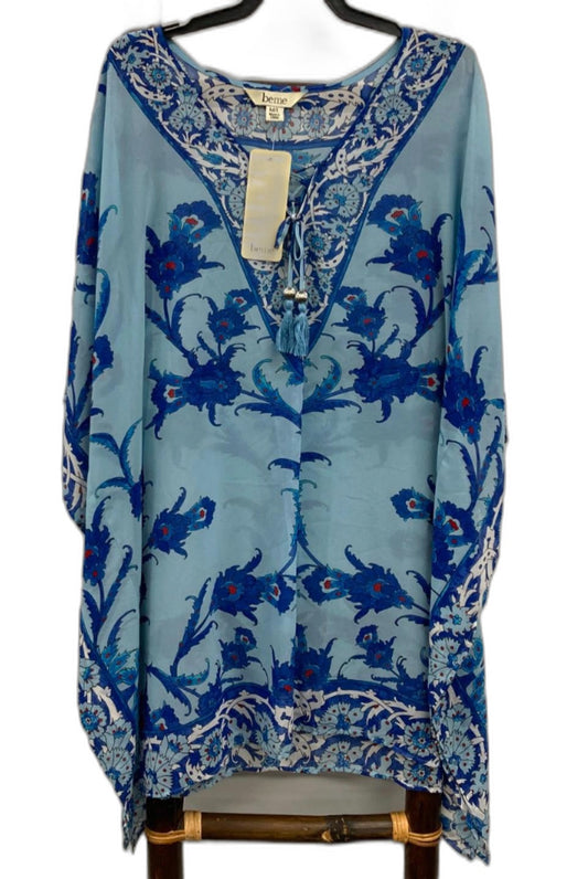 Beme Relax And Repeat Blue Kimono Style Blouse Top Ladies Sz M/L NEW