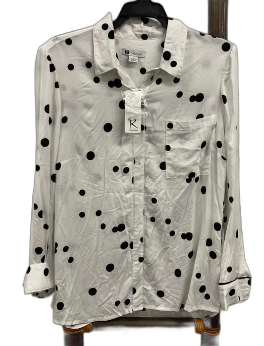 Rockmans Long Sleeve Polka Dot Shirt White/Black Ladies Sz 10 NEW