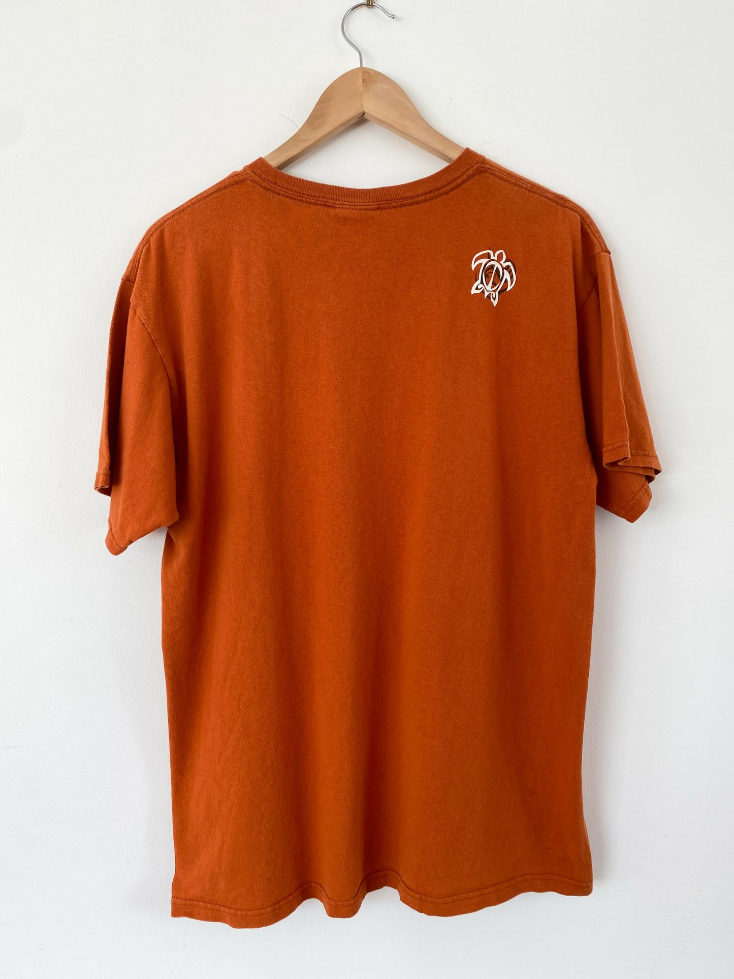 Men's Performance Surfwear Size L Burnt-Orange Cotton Print T-Shirt