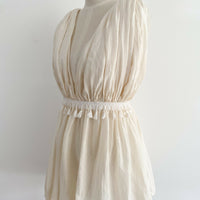 Size Medium Tassel-Trimmed Cream Top