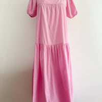 Cotton On Size Medium Light-Pink Tiered Cotton Maxi Dress