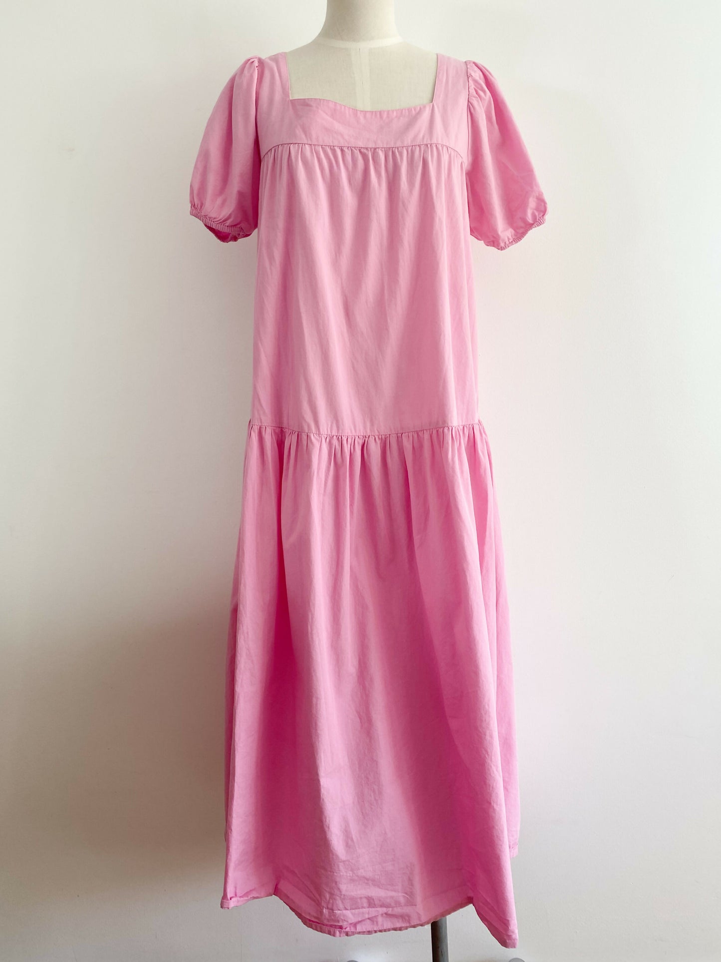 Cotton On Size Medium Light-Pink Tiered Cotton Maxi Dress