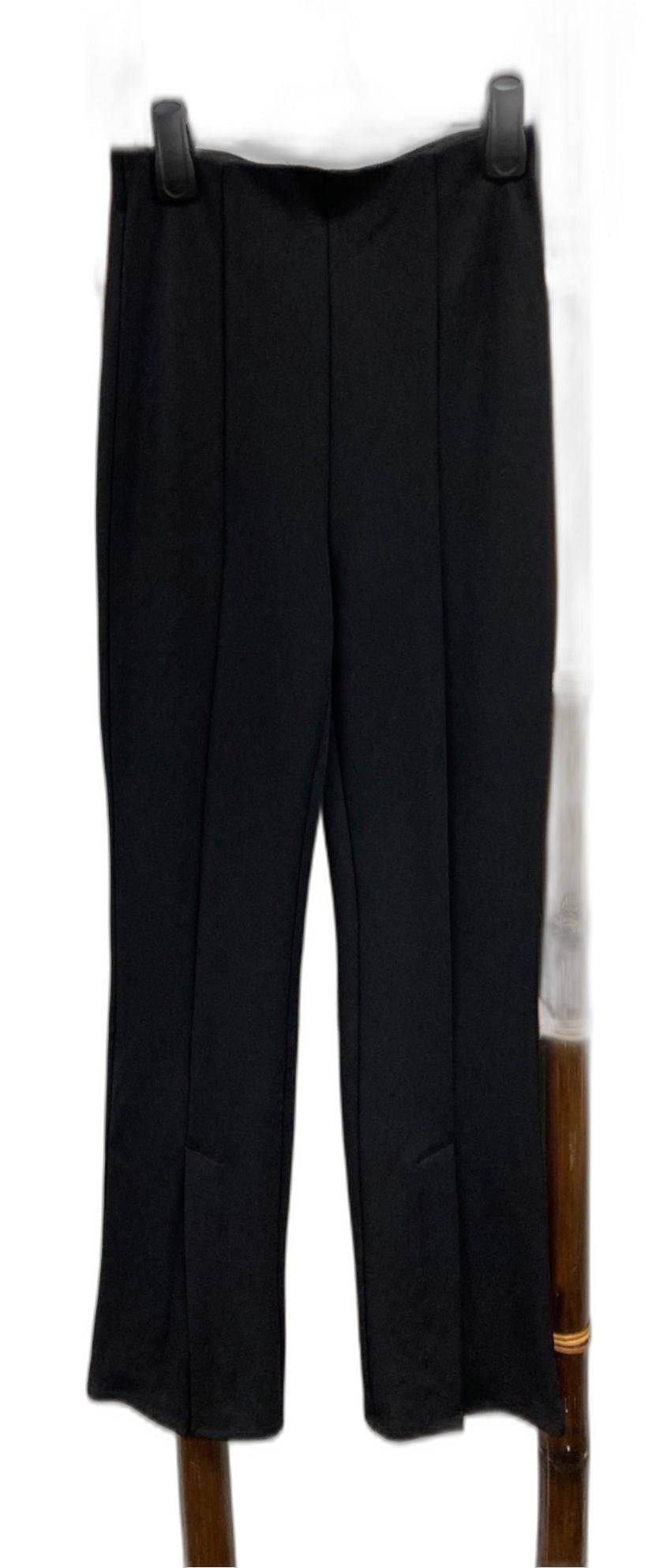 H&M Stretchy Straight Leg W/ Split Black Pants Ladies Sz S *Tags NEW