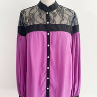 Escada Sport Size 38 Lace-Trimmed Purple Shirt