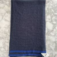 BNWT Gazman Striped Navy and Grey Cotton-Blend Scarf