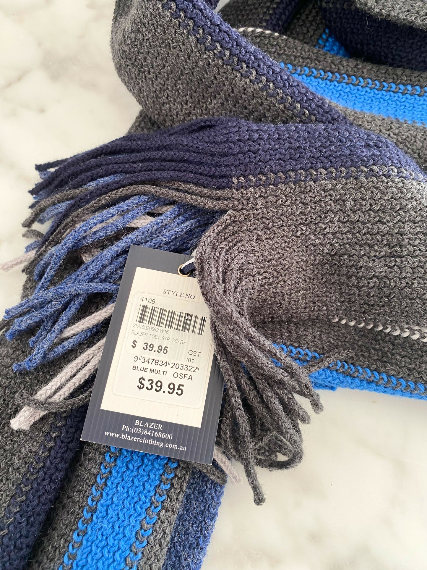 BNWT Gazman Striped Wool-Blend Scarf