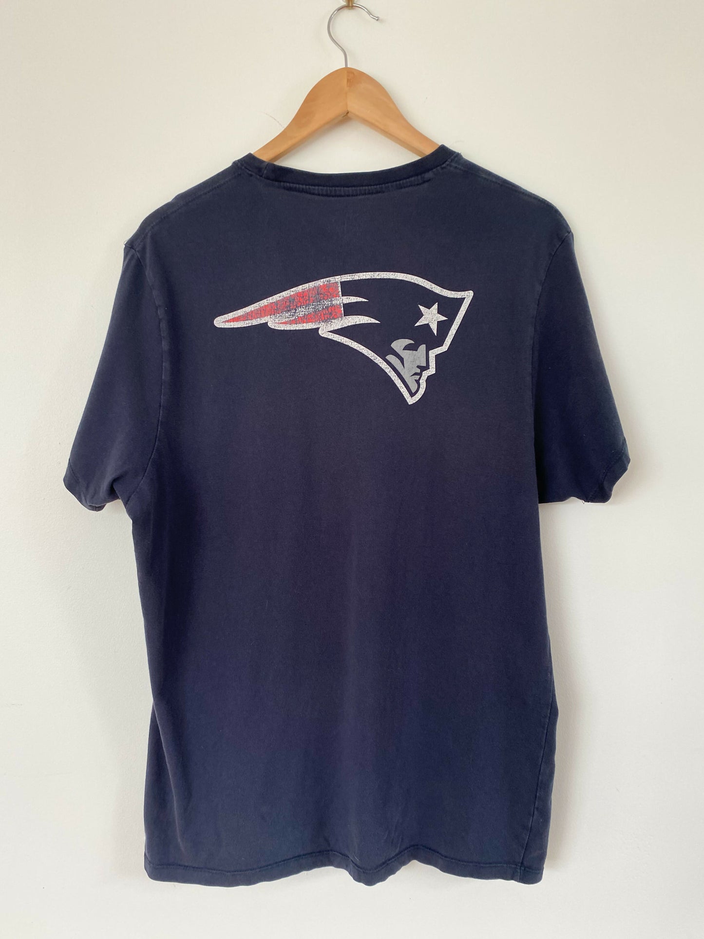 Men's Size L Navy Patriots Football Cotton Print T-Shirt