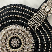 Mosaic Journeys Black Diamante Clutch