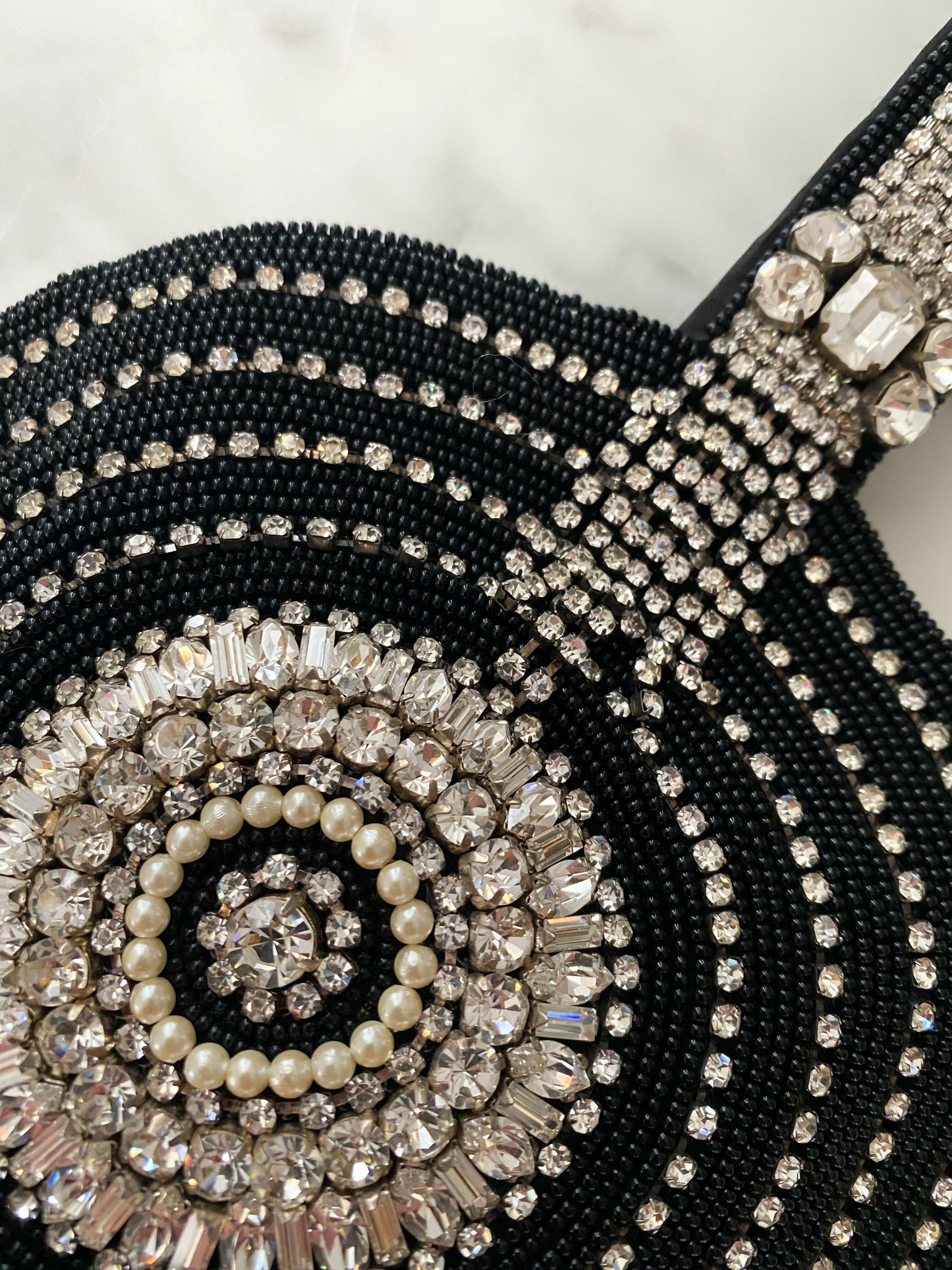 Mosaic Journeys Black Diamante Clutch