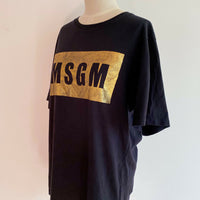 MSGM Size Medium Foil-Printed Black Cotton T-Shirt