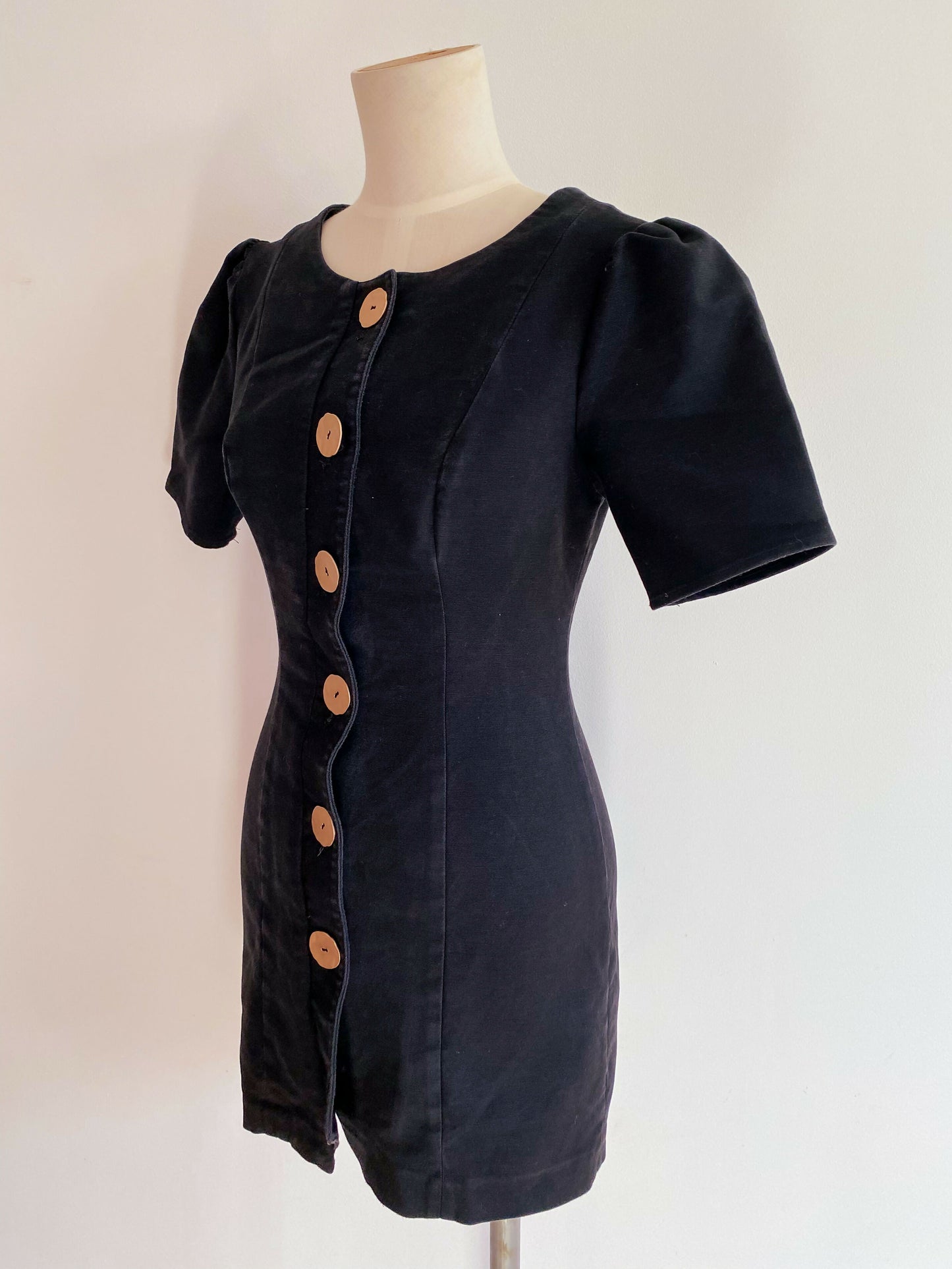 Finders Size Small Black Cotton-Stretch Dress