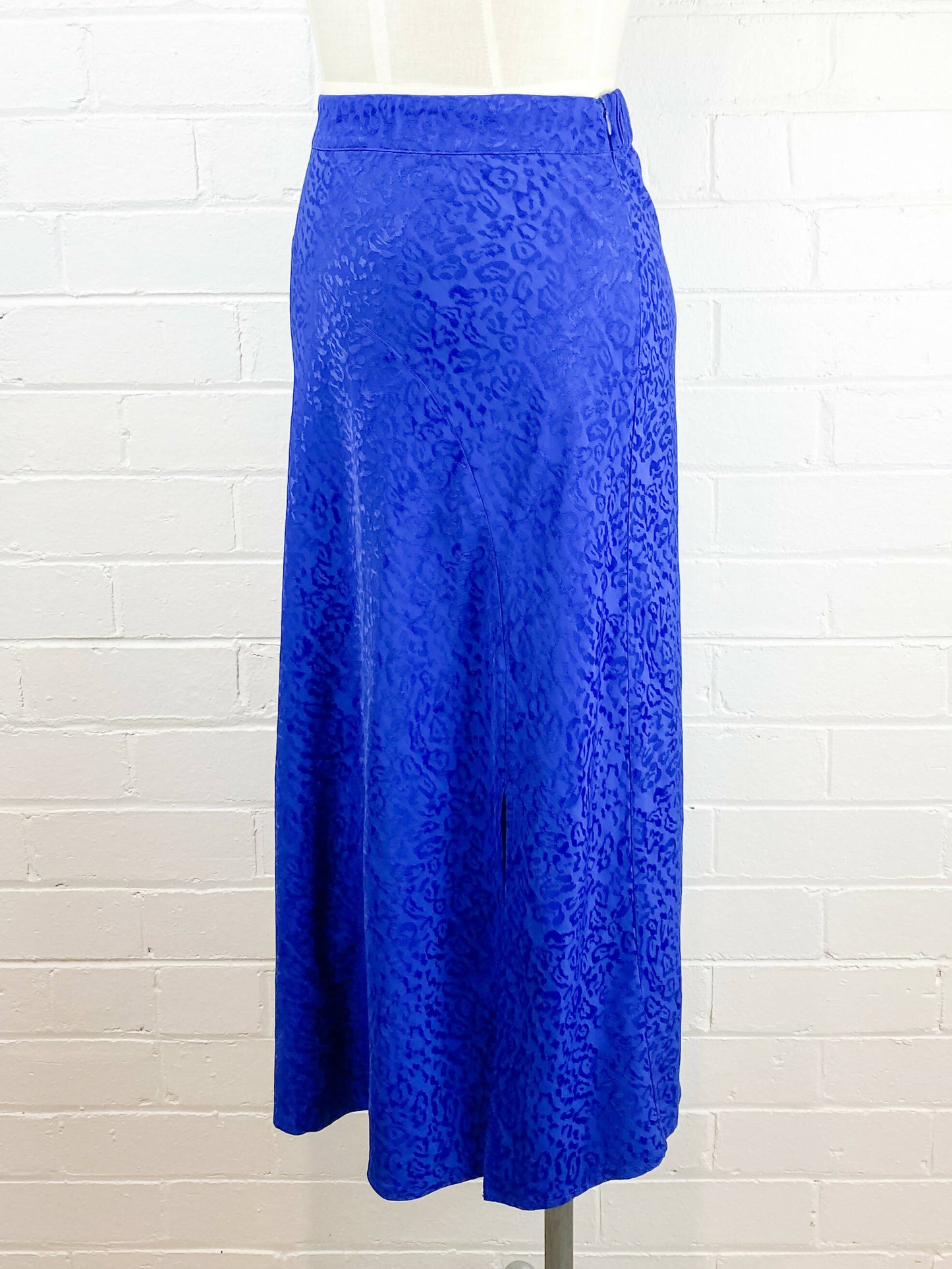 Jeanswest Size 8 Cobalt-Blue Jaquard Midi Skirt