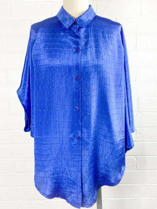 Cobalt-Blue Embroidered Batwing Shirt