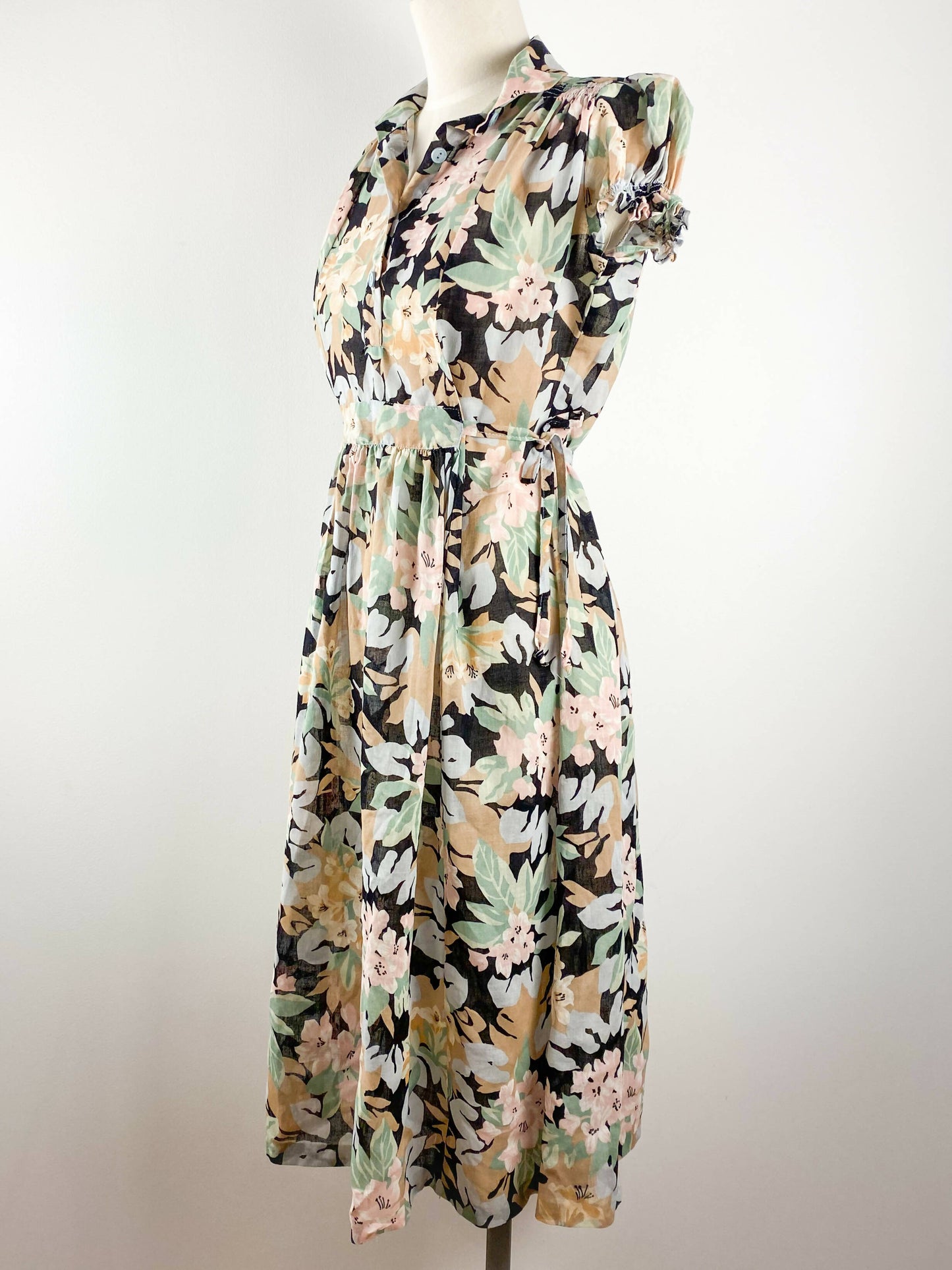 Lemon Size 10 Floral-Print Cotton Midi Dress