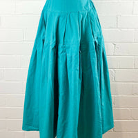 Size 8 Pleated Emerald-Green Midi Skirt