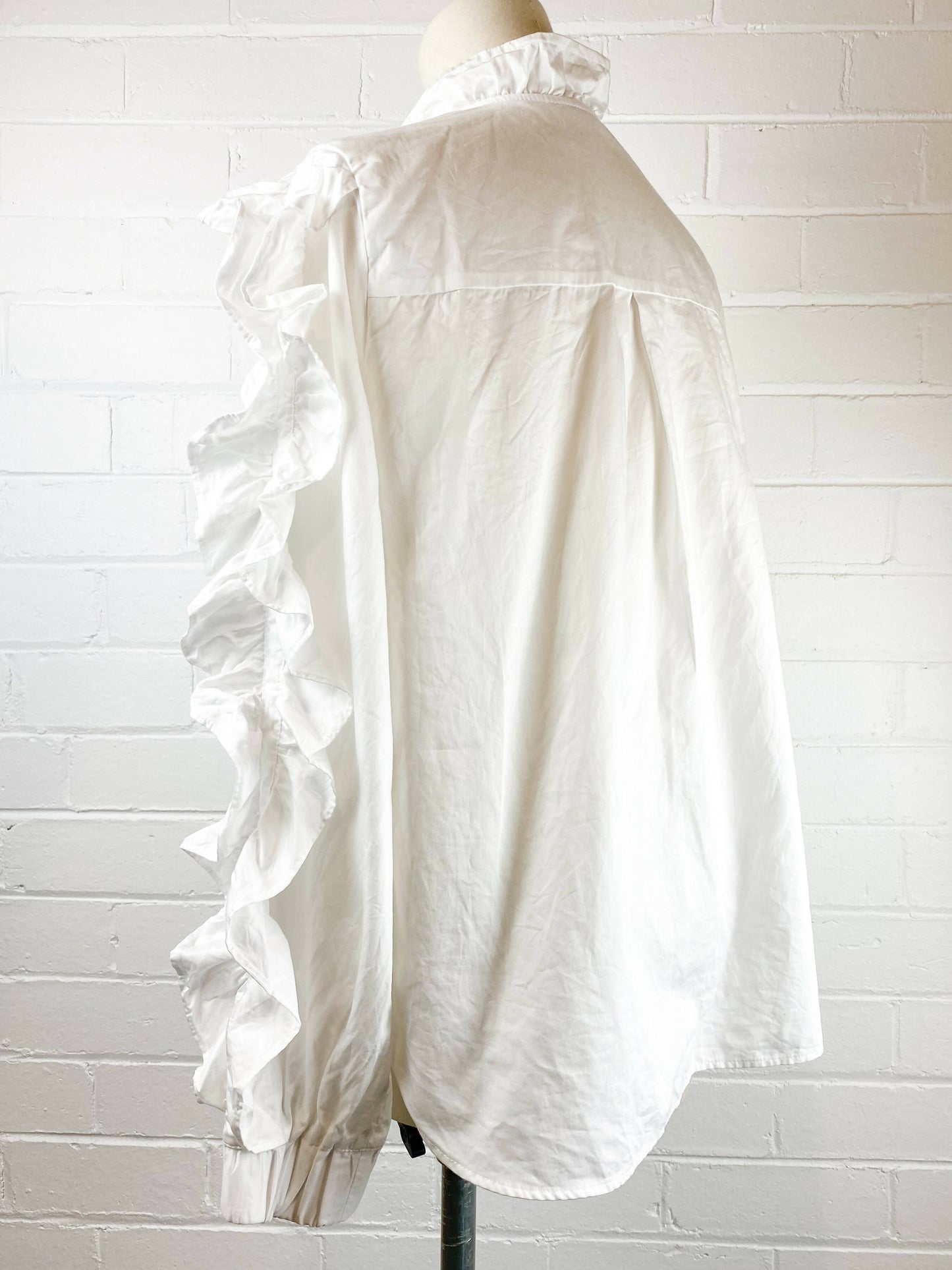 H&M Size 38 Ruffled Cotton Shirt