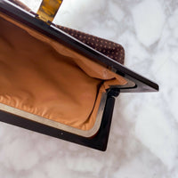 Chocolate-Brown Polka-Dot Suede Clutch